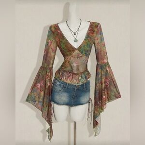 Floral Bell Sleeve Women Top